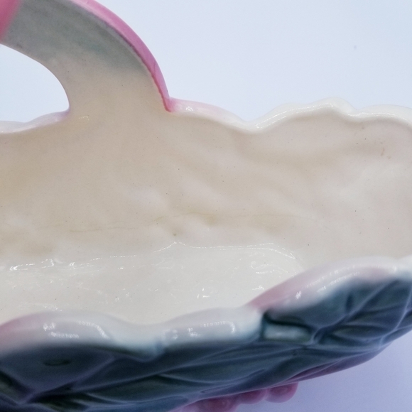 Vintage 1950's Hull Pottery Planter with Handle Green & Pink - Picture 7 of 11
